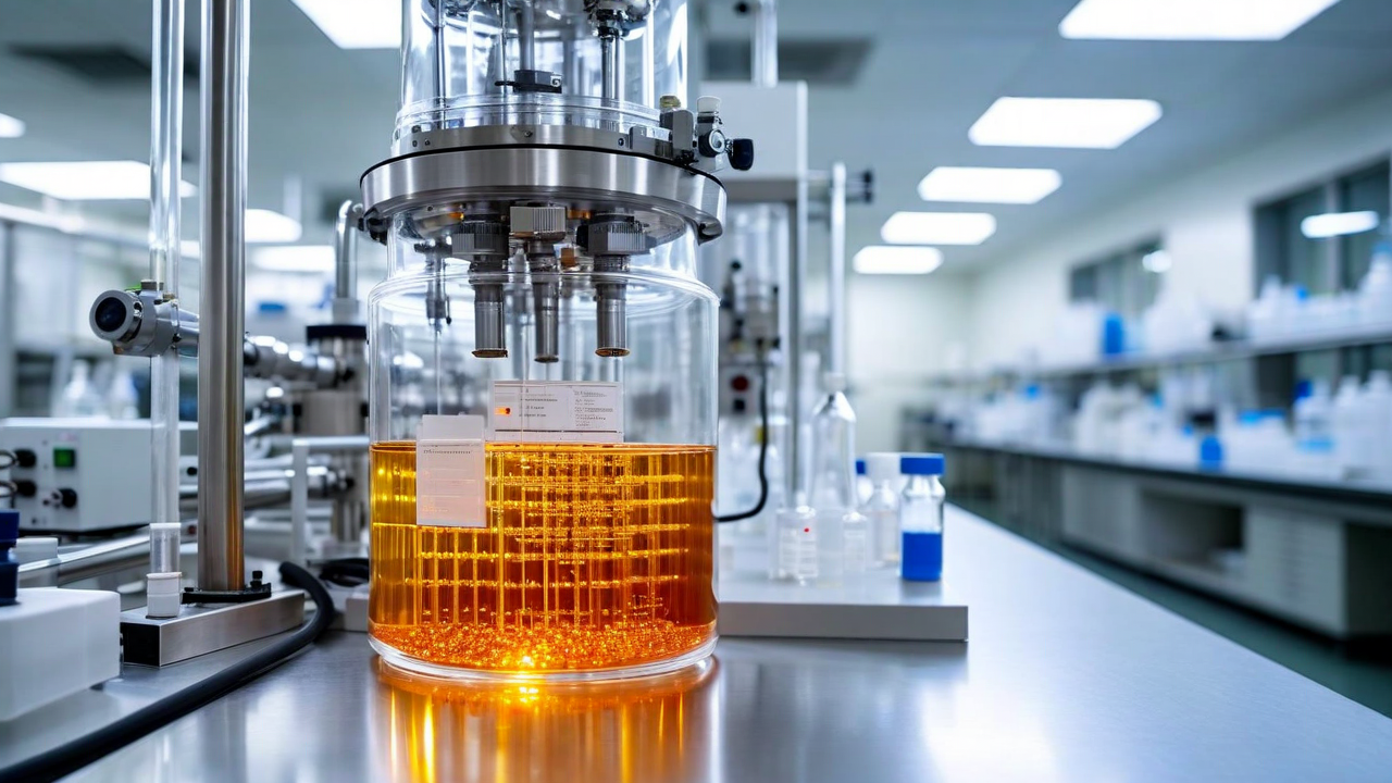 Modern bioreactor in pharmaceutical laboratory